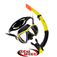 Набор для плавания маска с трубкой Zelart M208-SN120-SIL Желтый