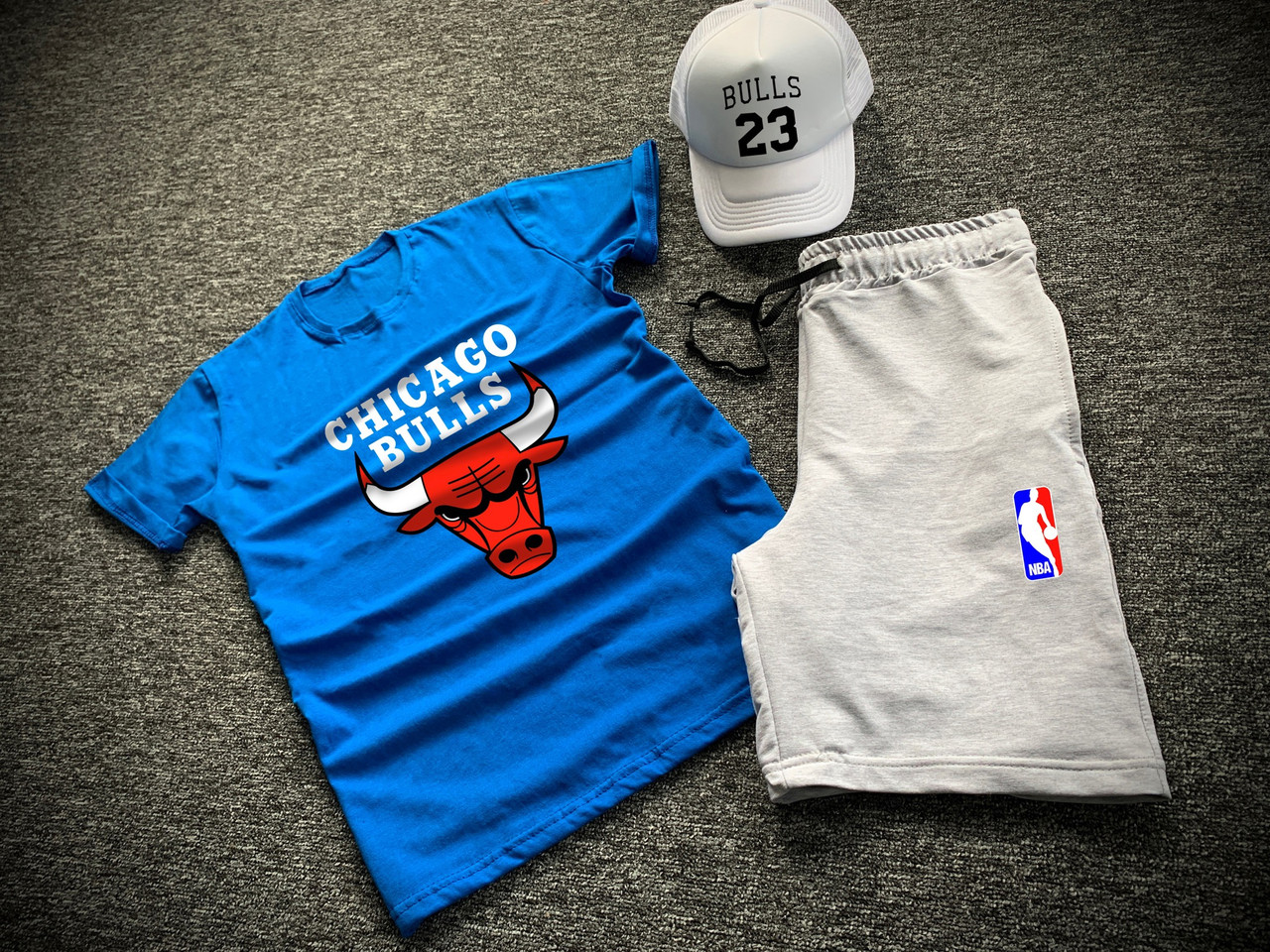 Комплект футболка шорти + бейсболка Chicago Bulls синій | Набір річний ЛЮКС якості, фото 1