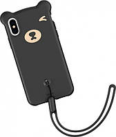 Чехол Baseus для iPhone XS Max Bear Silicone Case, Black (WIAPIPH65-BE01)
