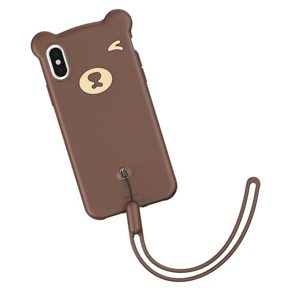 Чехол Baseus для iPhone XS Max Bear Silicone Case, Brown (WIAPIPH65-BE08)