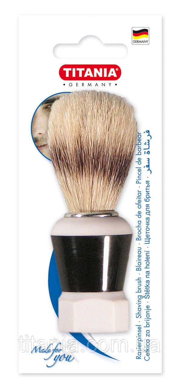OUTLET Помазок для гоління з натуральною щетиною і пластиковою ручкою TITANIA art.1700B