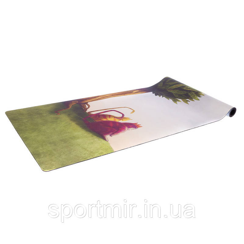 Коврик для йоги Замшевий каучуковий двошаровий 3м Record FI-5662-49 (розмір 183x61x0.3см, зелений), фото 1