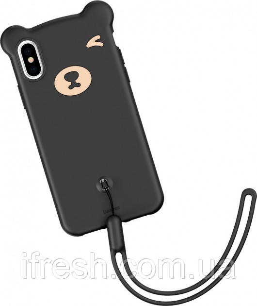 Чехол Baseus для iPhone XS Max Bear Silicone Case, Black (WIAPIPH65-BE01)