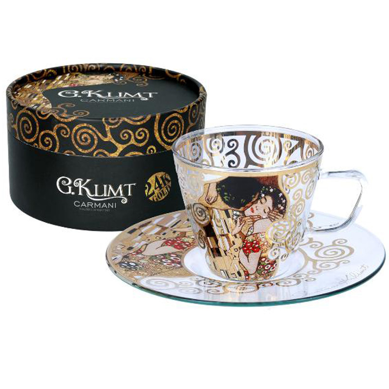 Чашка з блюдцем Р. Клімт Поцілунок Carmani, 100 мл, d-12 см (841-5003), фото 1