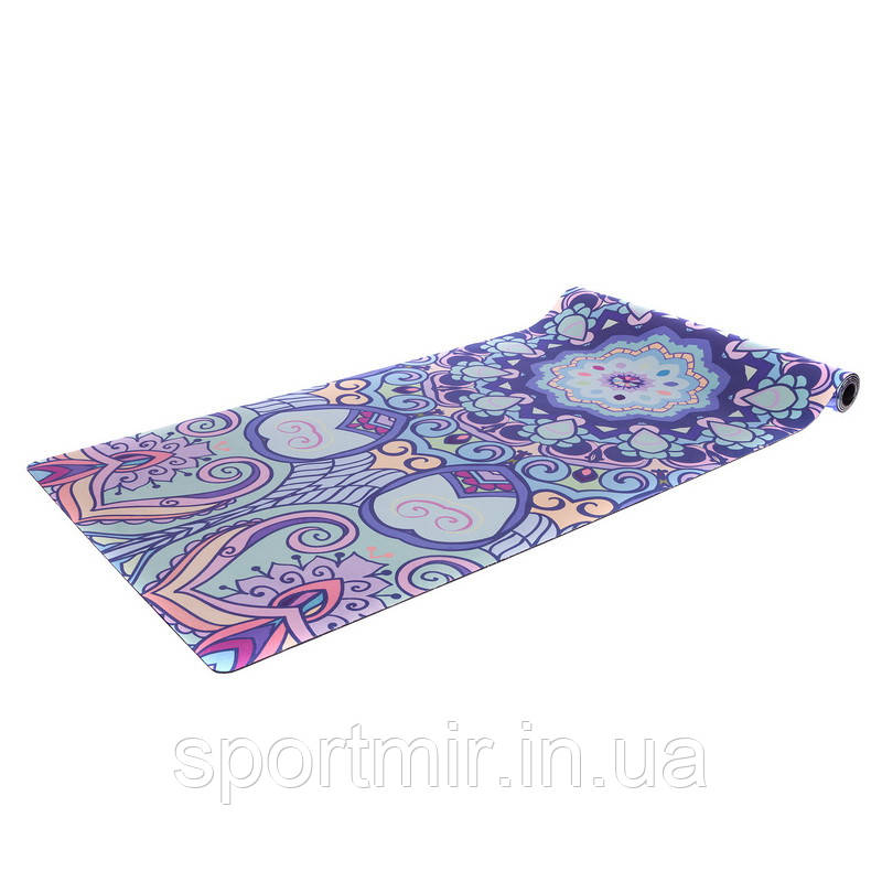 Коврик для йоги Замшевий каучуковий двошаровий 3м Record FI-5662-52-52 (розмір 183x61x0.3см, райдужний), фото 1