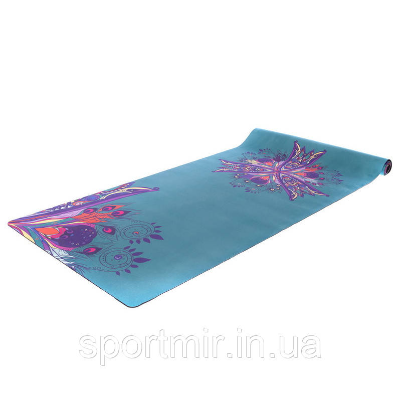 Коврик для йоги Замшевий каучуковий двошаровий 3м Record FI-5662-53 (розмір 183x61x0.3см, зелений), фото 1