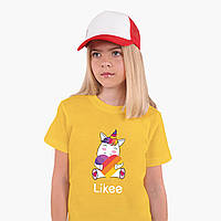 Детская футболка для девочек Лайк Единорог (Likee Unicorn) (25186-1037) Желтый