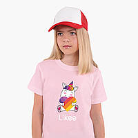 Детская футболка для девочек Лайк Единорог (Likee Unicorn) (25186-1037) Розовый