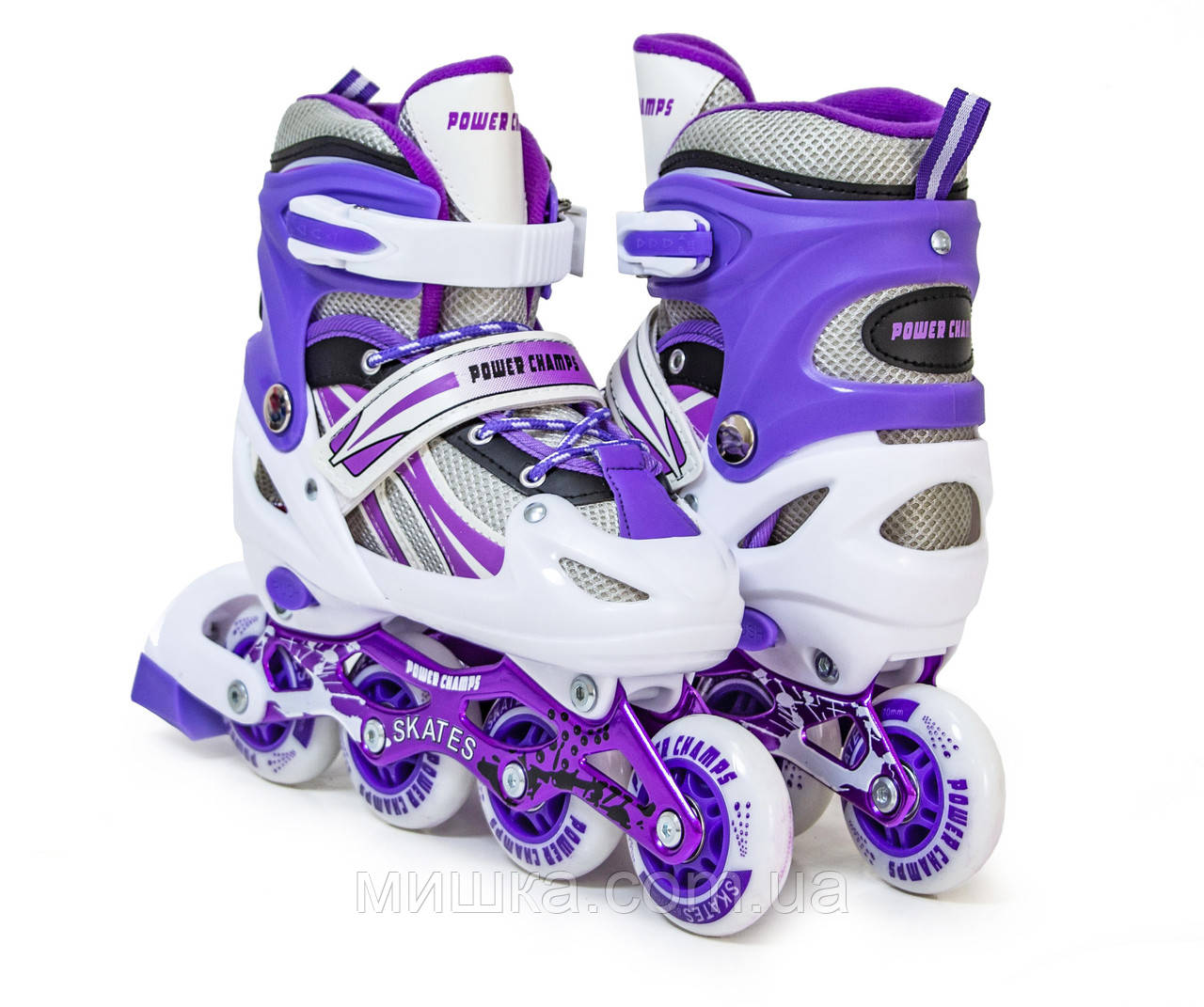Розсувні ролики POWER CHAMPS, 29-33, фіолетові, світні колеса, фото 1