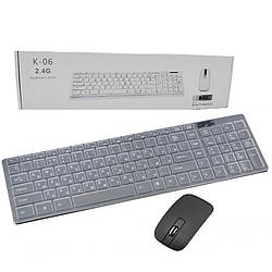 Набір Клавіатура і мишка безпровідна K 06 захисним покриттям Чорна для комп'ютера