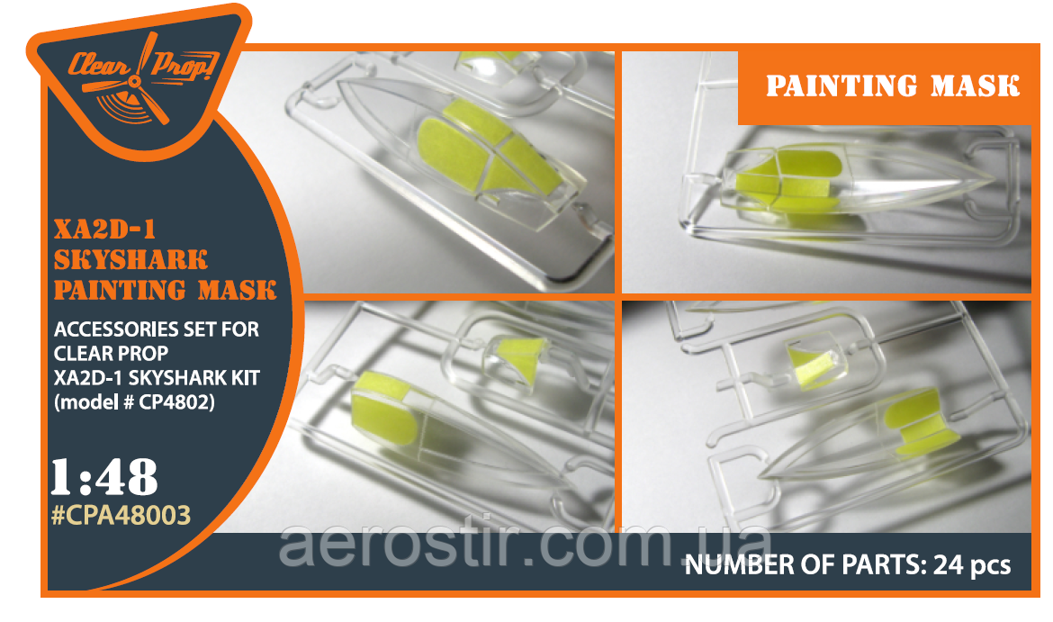 XA2D-1 Skyshark painting mask made from "yellow kabuki paper" 1/48 Clear Prop Models CPA 48003