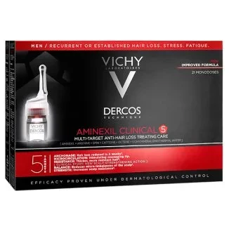 Vichy Dercos Aminexil Clinical 5 Засіб Від Випадання Волосся Для чоловіків Віші 6 мл x 42 ампули Доставка з ЄС