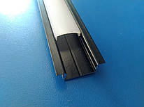 Профіль алюмінієвий LED врізний ЛПВ7 6.8х16 Чорний+ розсівувач (полікарбонат)