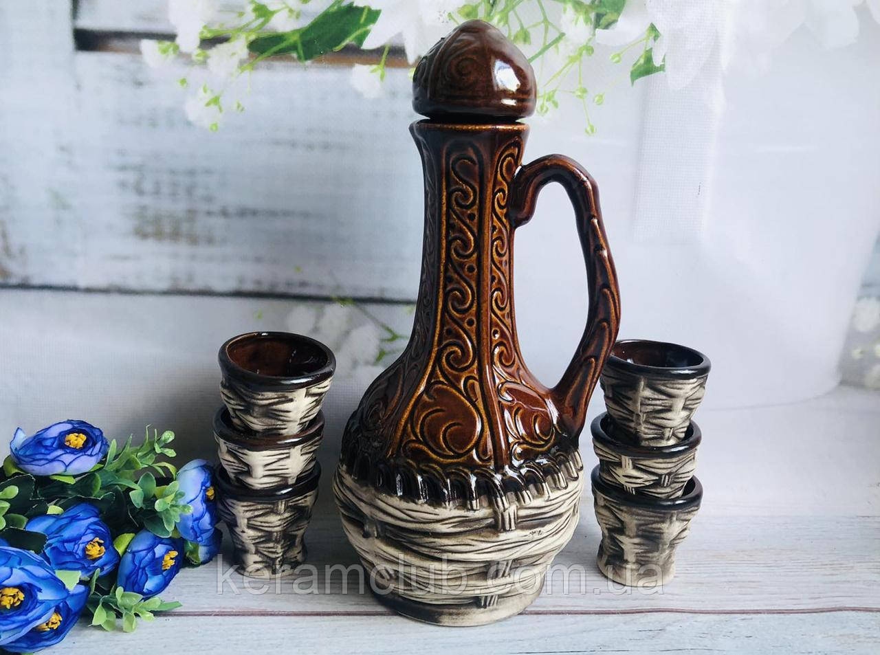 Набір для вина Керамклуб Алладін штоф 1 л і 6 чарок, фото 1