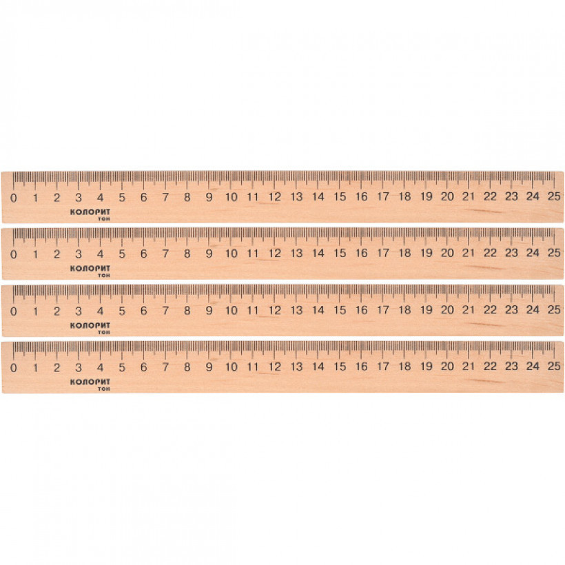 Лінійка 25 см, дерев'яна, фото 1