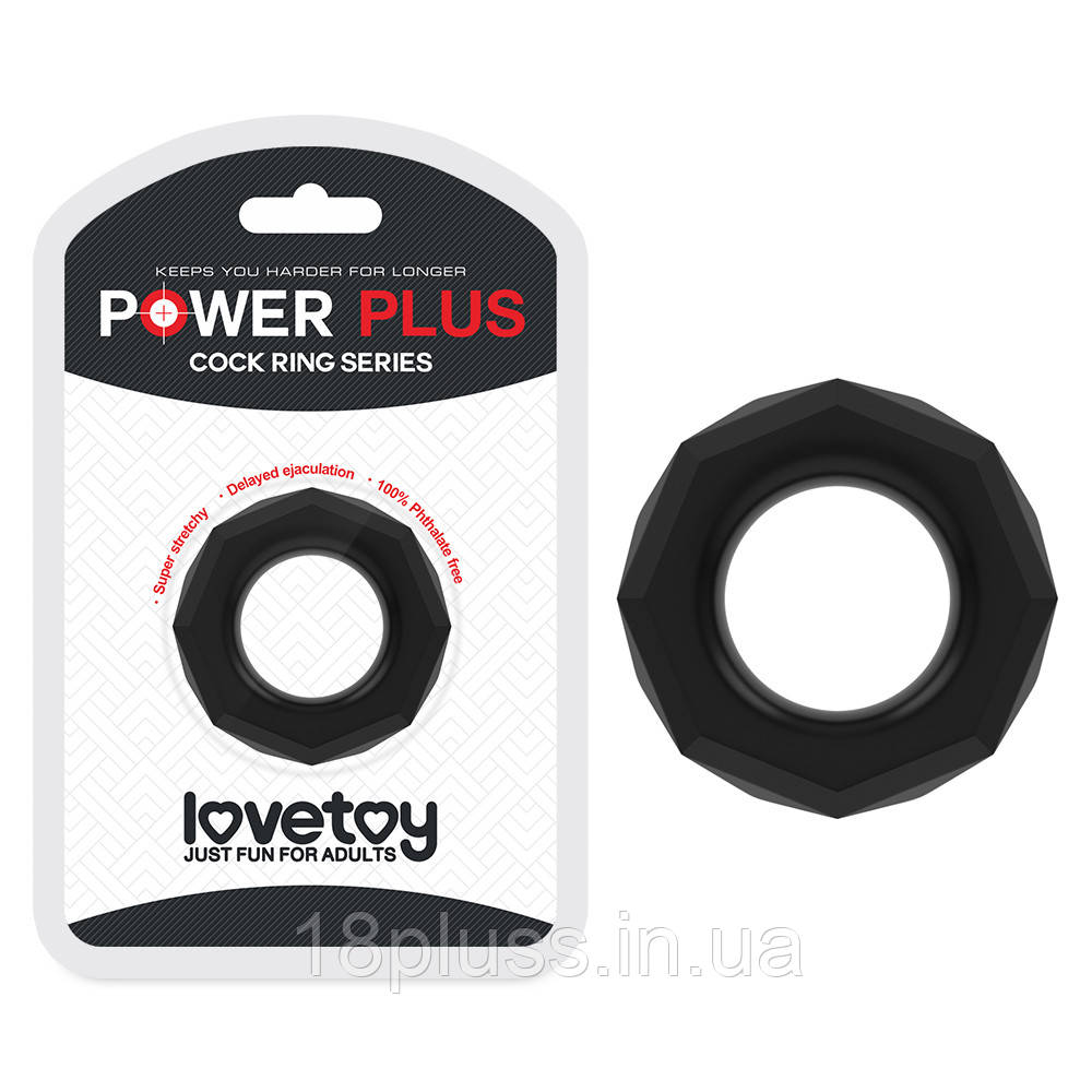 Ерекційне кільце Power Plus Cockring 4 Black, фото 1