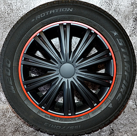 Ковпаки на колеса авто 4 штуки ARGO R13 GIGA R (red) чорно-червоні
