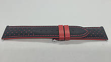 Ремінець для наручних годинників комбінований чорний червоний кольором 22 мм