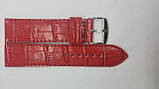 Червоний шкіряний ремінець для наручних годинників з фактурою під крокодила, 22 мм (20мм), фото 4