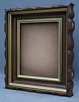 Фігурний кіот для ікони з внутрішньою дерев'яною рамою і золоченими штапиками, фото 6