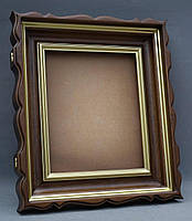 Фігурний кіот для ікони з внутрішньою дерев'яною рамою і золоченими штапиками, фото 7