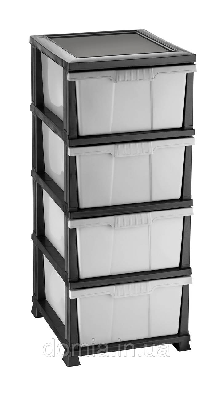 Комод пластиковий 4-ярус. Classic сірий (37х 45х90СМ) ELIF Plastic, Туреччина Е-300