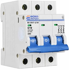 Автоматичний вимикач УКРЕМ ВА-2017/D 3р 10А АСКО A0010170100, фото 3