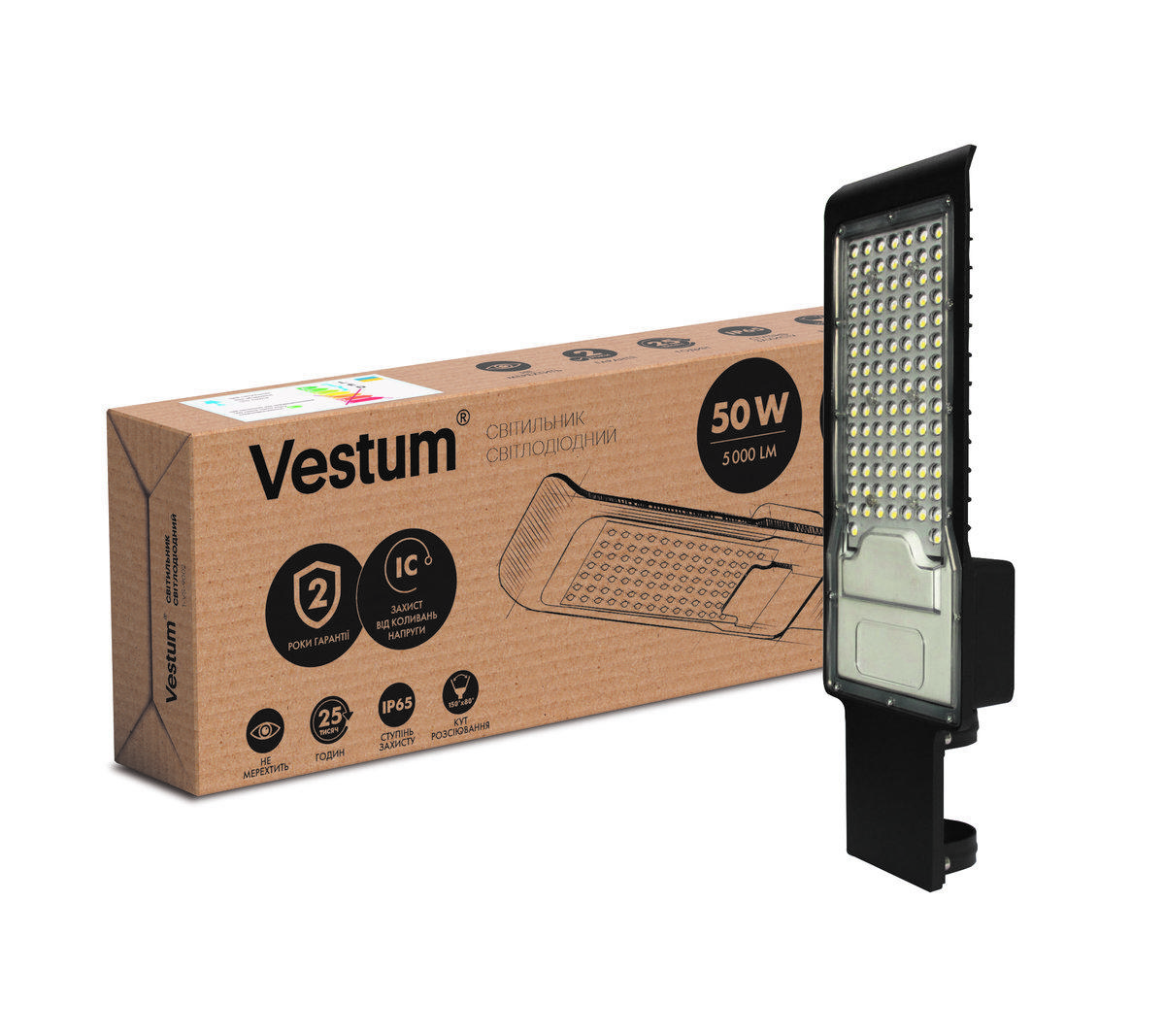 Світлодіодний консольний світильник Vestum 50W 5000Лм 6500K 85-265V IP65 1-VS-9002, фото 1