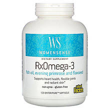 Жирні кислоти для жінок Natural Factors, WomenSense "RxOmega-3" з олією примули (120 гелевих капсул)