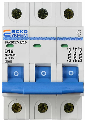 Автоматичний вимикач УКРЕМ ВА-2017/D 3р 16А АСКО A0010170101, фото 2