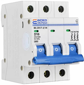 Автоматичний вимикач УКРЕМ ВА-2017/D 3р 16А АСКО A0010170101, фото 3