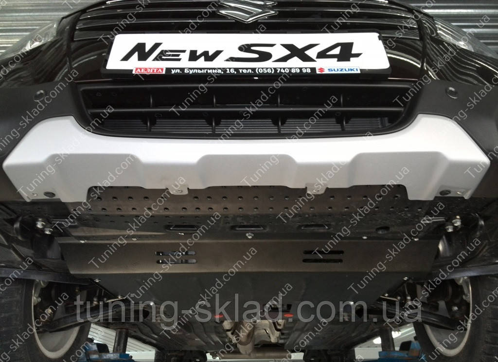 Защита двигателя Сузуки SX4 Нью 2013 (стальная защита поддона картера Suzuki SX4 New) - фото 4 - id-p90512587