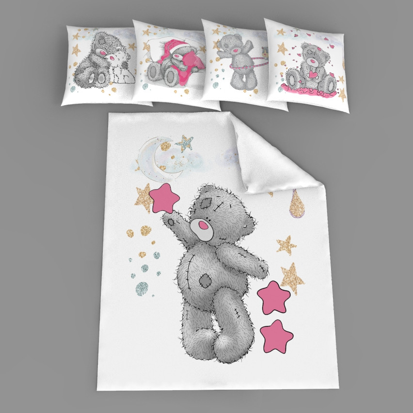 Набір сатинових панелей "Ведмедик Тедді з рожевою зіркою", фото 1