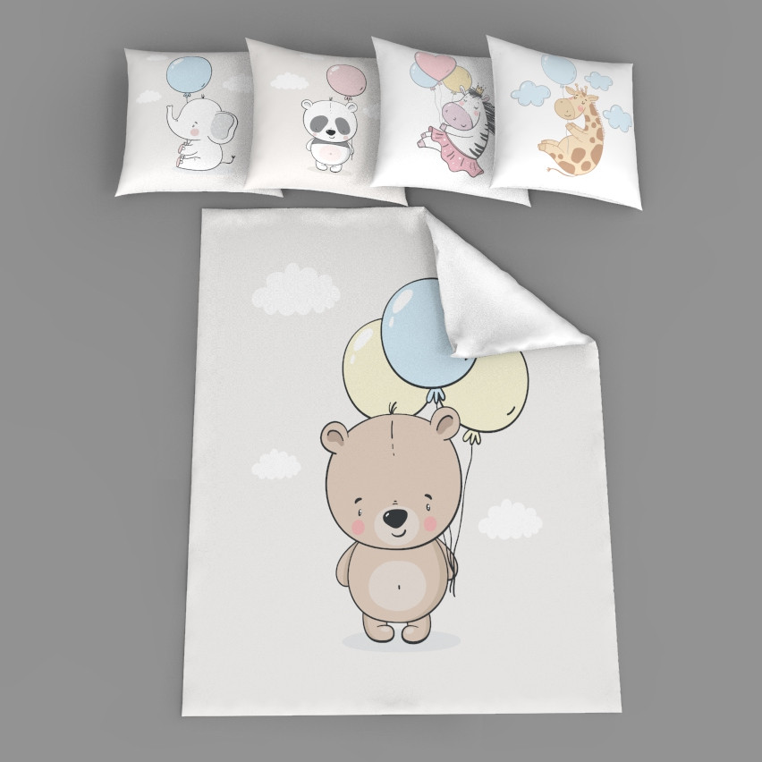 Набір сатинових панелей "Милі звірята з повітряними кульками", фото 1