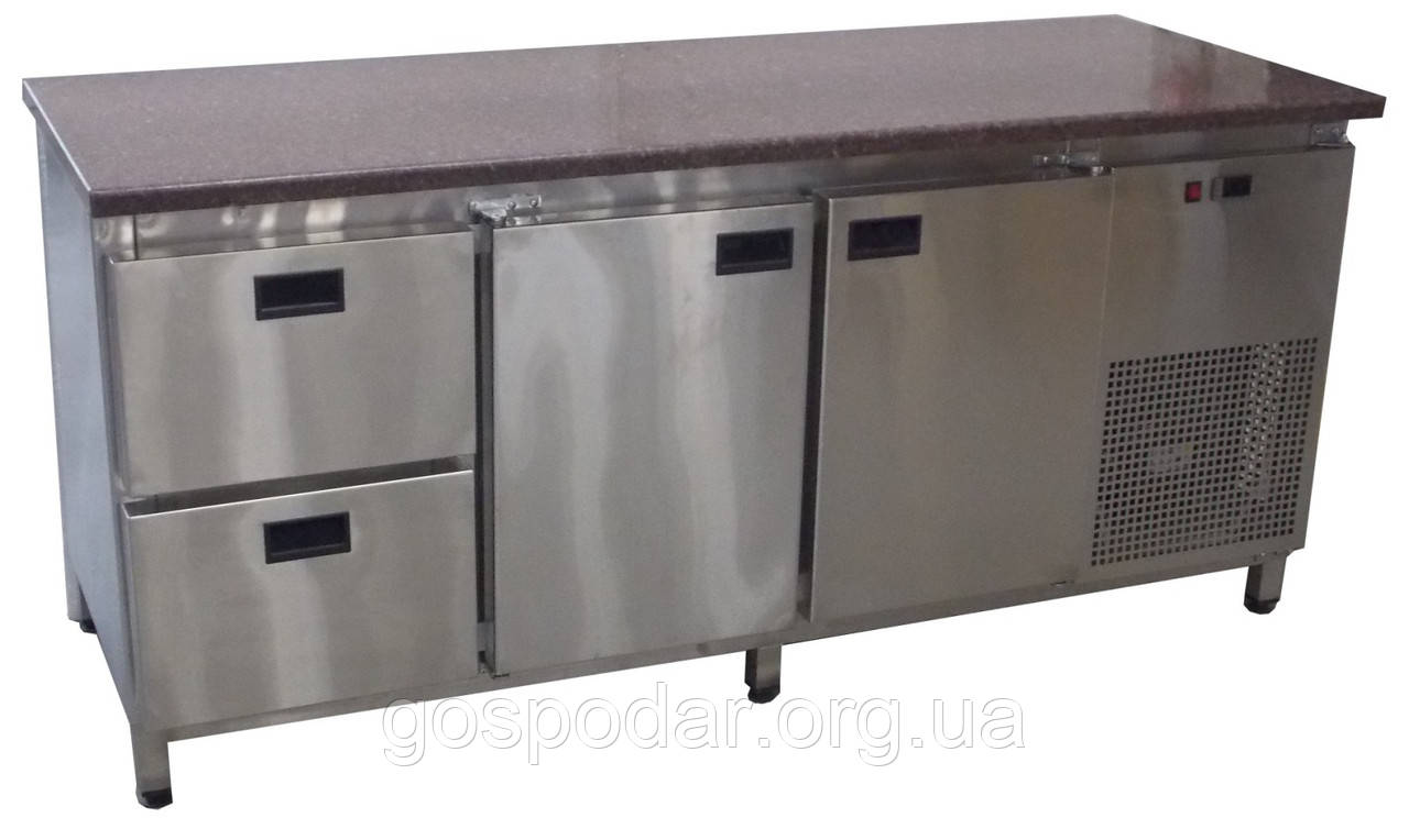 Стіл холодильний для піци з гранітною стільницею 2 двері + 2 шухляди, без борту 1860х700х850 мм