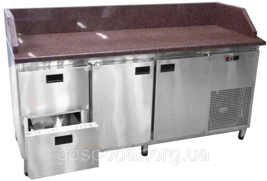Стіл холодильний для піци з гранітною стільницею 2 двері + 2 шухляди, 3 борту 1860х700х850 мм