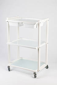 Візок косметологічний білий етажерка стоматологічний візок столик медичний на коліщатках L_S2/2