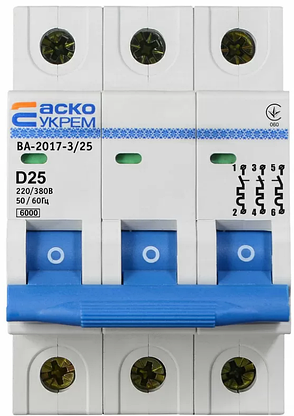 Автоматичний вимикач УКРЕМ ВА-2017/D 3р 25А АСКО A0010170103, фото 2