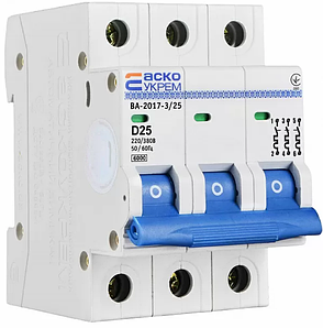 Автоматичний вимикач УКРЕМ ВА-2017/D 3р 25А АСКО A0010170103, фото 3