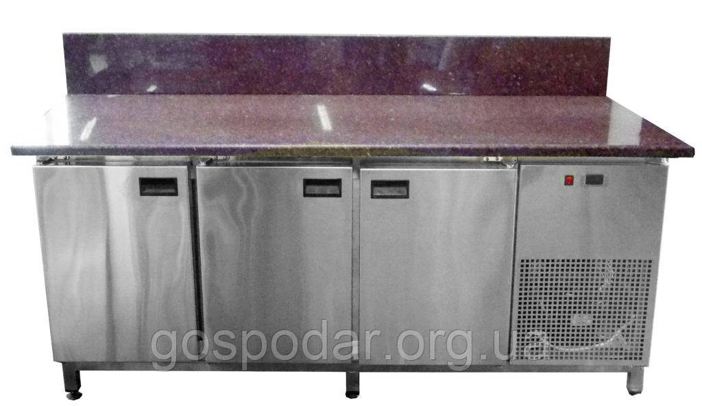 Стол холодильный для пиццы с гранитной столешницей 2 двери + 2 ящика, задний борт 1860х700х850 мм - фото 1 - id-p1336084156