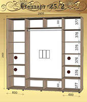 Шкаф-купе СТАНДАРТ № 25/2 2500х450х2400 ИМПЕРIЯ МЕБЛIВ
