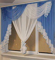 Ламбрекен фіранка 2м Амалія блакитний