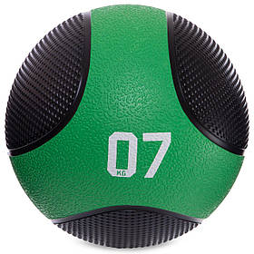 М'яч медичний медбол Medicine Ball FI-2824-7 7кг (гума, d-см, чорний)