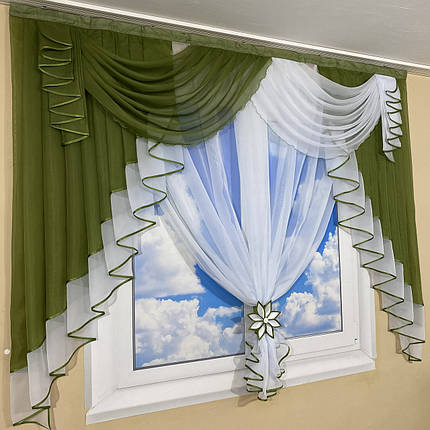 Ламбрекен фіранка 2м Амалія зелений, фото 2