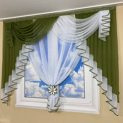 Ламбрекен фіранка 2м Амалія зелений, фото 3