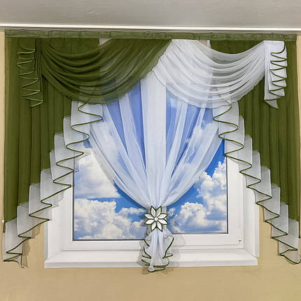 Ламбрекен фіранка 2м Амалія зелений, фото 1