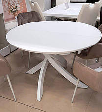 Стіл обідній круглий розкладний в сучасному стилі Caezar 120 (Цезар) Super white satin Evrodim, колір білий сатин, фото 3