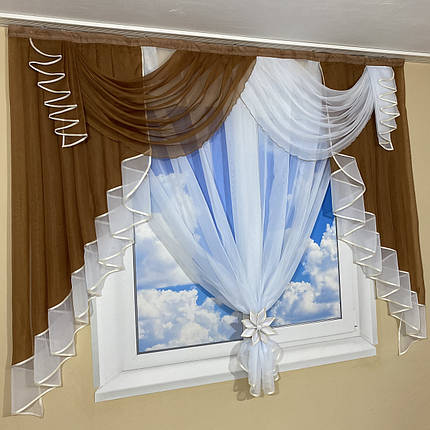 Ламбрекен фіранка 2м Амалія коричневий, фото 2