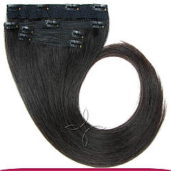 Натуральне Слов'янське Волосся на Заколках 45-50 см 110 грам, Чорний №1B