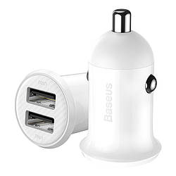 Автомобільний зарядний пристрій BASEUS Grain Pro Car Charger | 2USB, 4.8A |. White